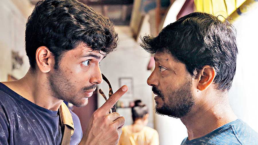 Arjun and Suprobhat in Shaheber Cutlet, which releases on October 21 in theatres