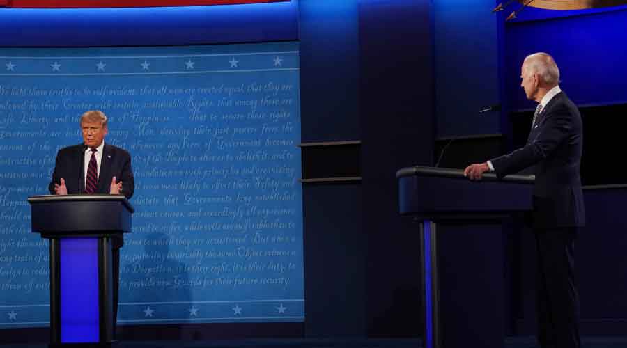 Donald Trump and Joe Biden during their first presidential debate.