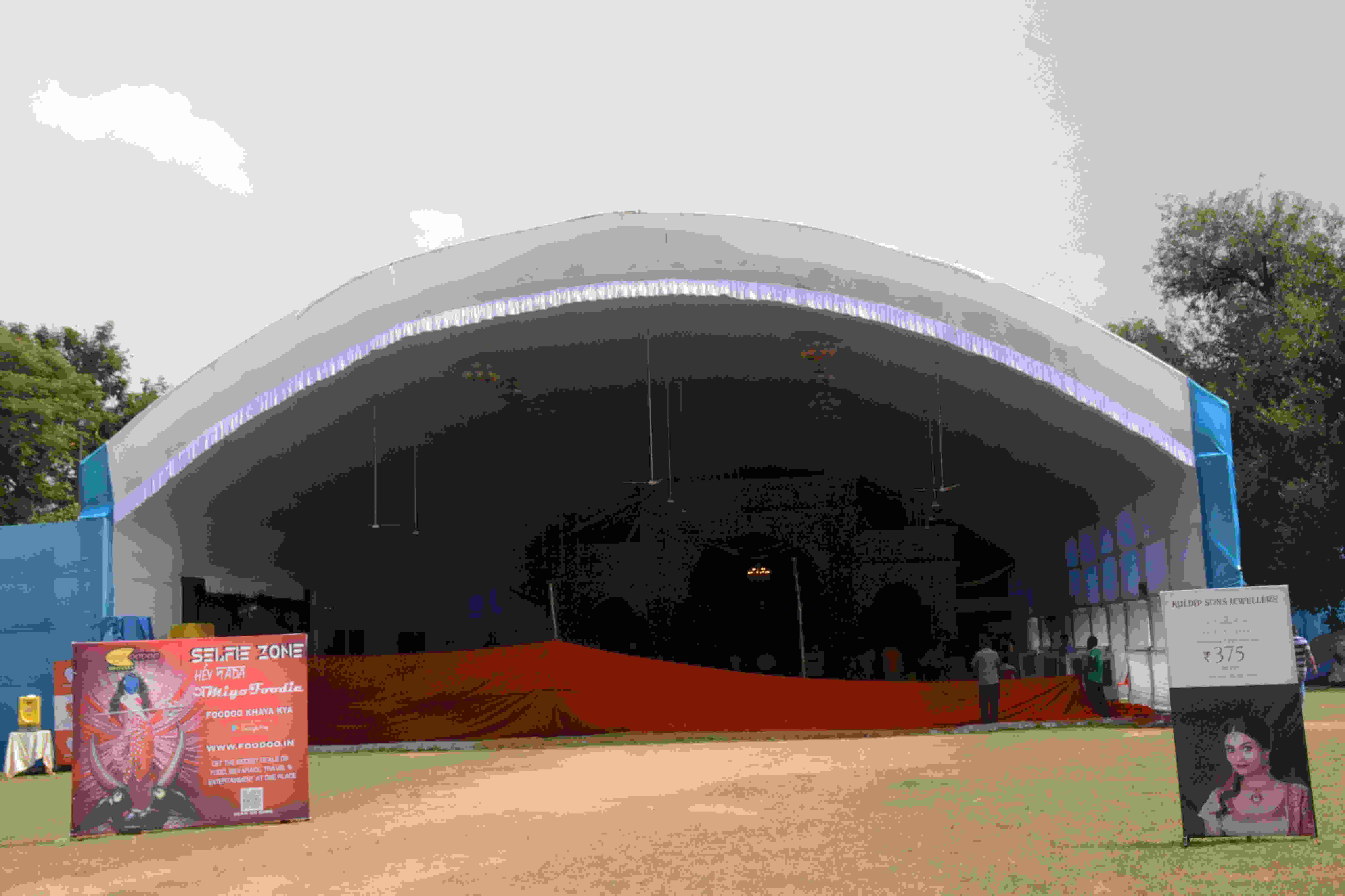 The arch-shaped Durga Puja pandal at the Circuit House Area ground in Jamshedpur last year.
