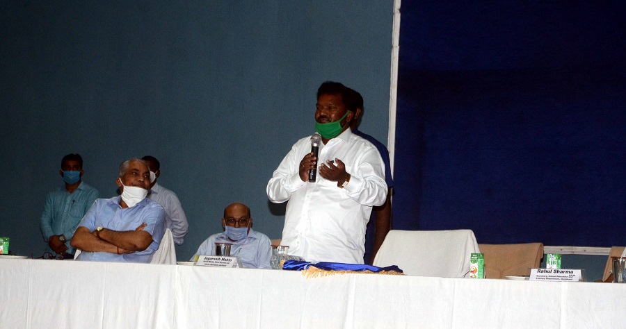 Education minister Jagarnath Mahto at Jharkhand Academic Council office at Namkum in Ranchi to preside over the announcement of matriculation results in July in Ranchi