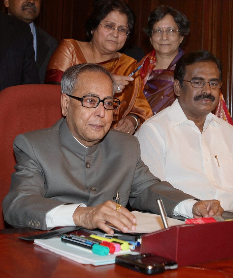 Pranab Mukherjee gives final touches to the Annual Budget 2010-11 as the then Finance Minister in New Delhi on February  25, 2010 