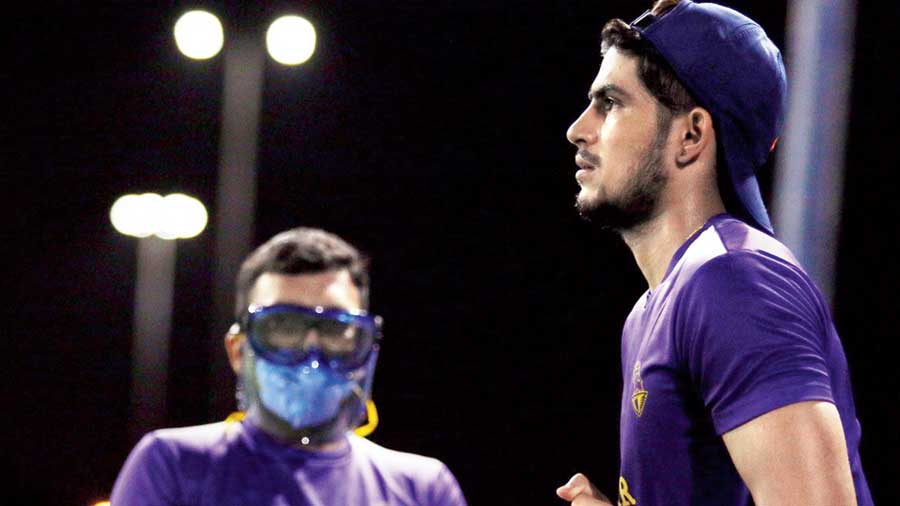 Kolkata Knight Riders’ Shubman Gill trains in Abu Dhabi on Tuesday