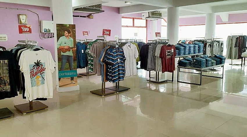 Men’s wear on display at the Pantaloons stall at Sugam Park in Narendrapur