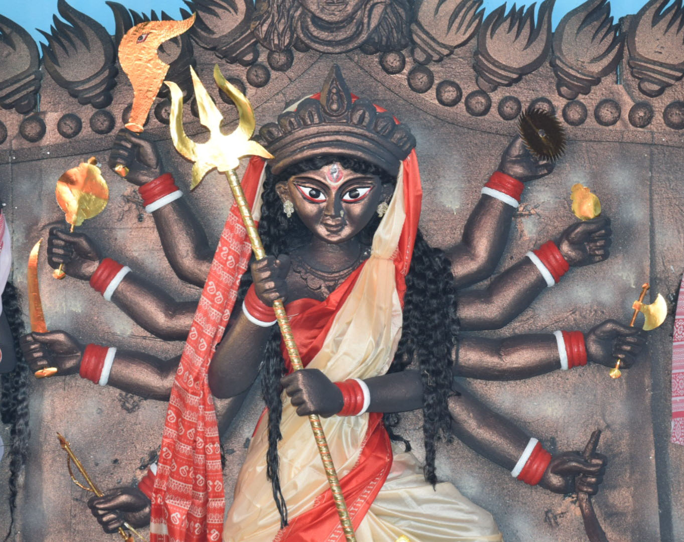 The idol of Goddess Durga of Durga Puja Samiti, New Station Railway Colony in Dhanbad last year.