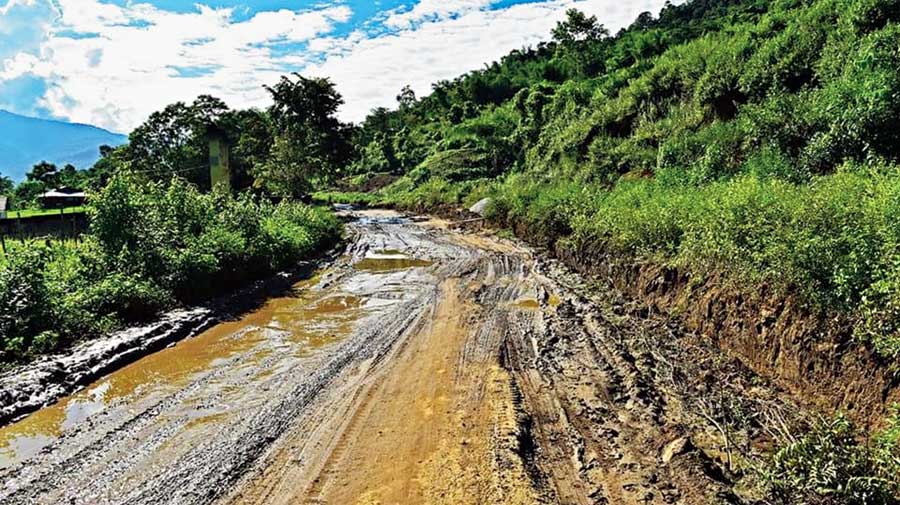 The deplorable condition of Taksing road in Arunachal Pradesh.