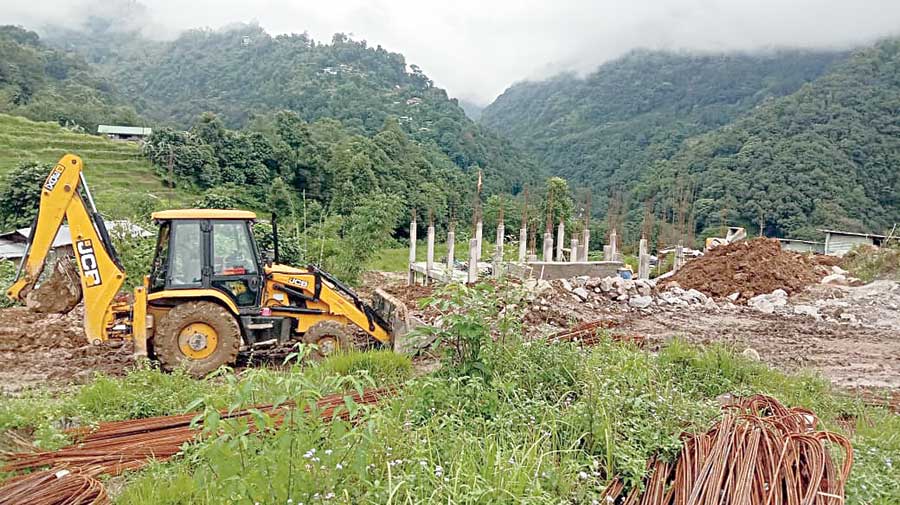 Work on the site of the permanent campus at Dentam