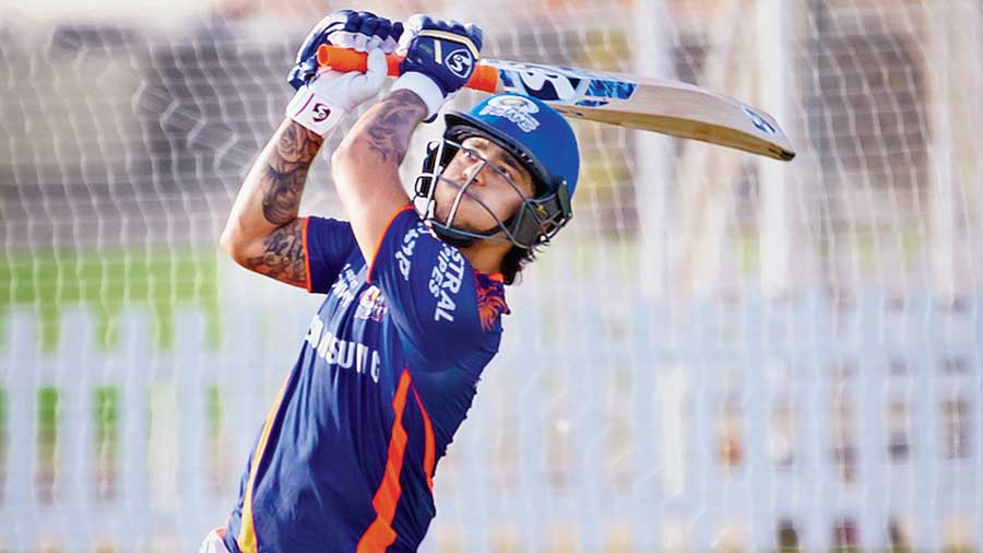 Ishan Kishan during practice.