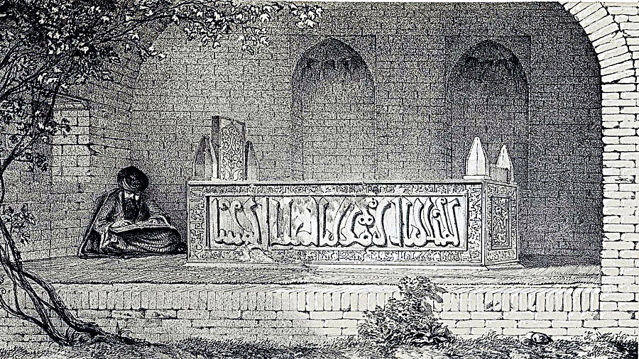 LANGUAGE LEGACY: The tomb of the great Persian poet Sheikh Saadi in the Iranian city of Shiraz, sketched by the 19th century French painter Eugene Flandin 