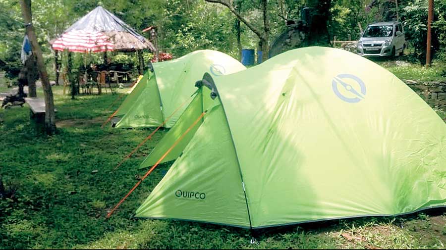 Tents on the premises of one of such properties.