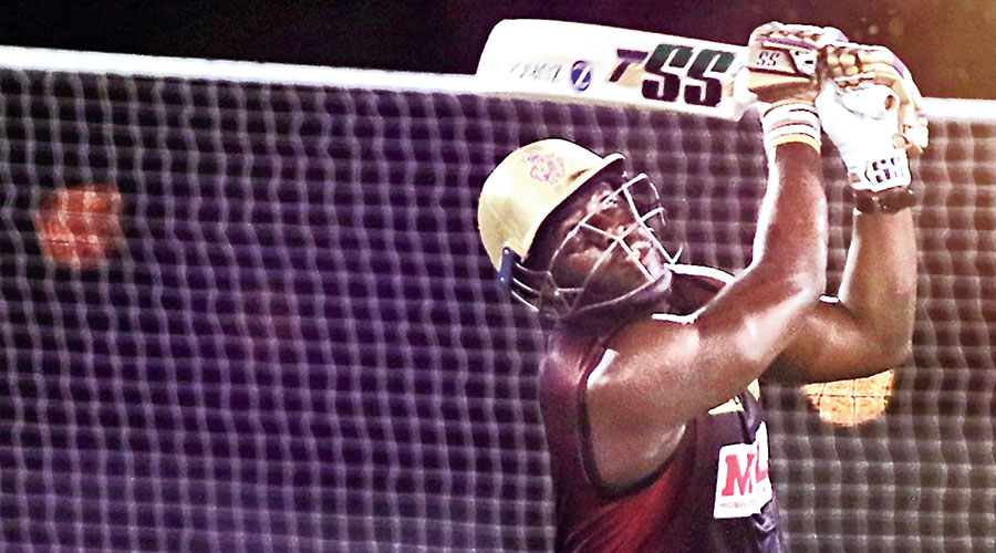 Andre Russell at the Kolkata Knight Riders’ nets in Abu Dhabi on Saturday.