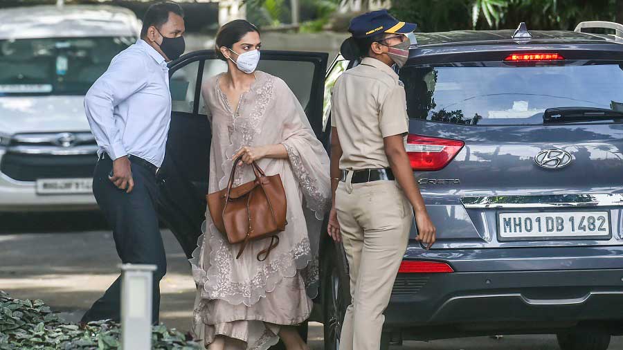 Deepika Padukone arrives at the NCB office in Mumbai on Saturday.