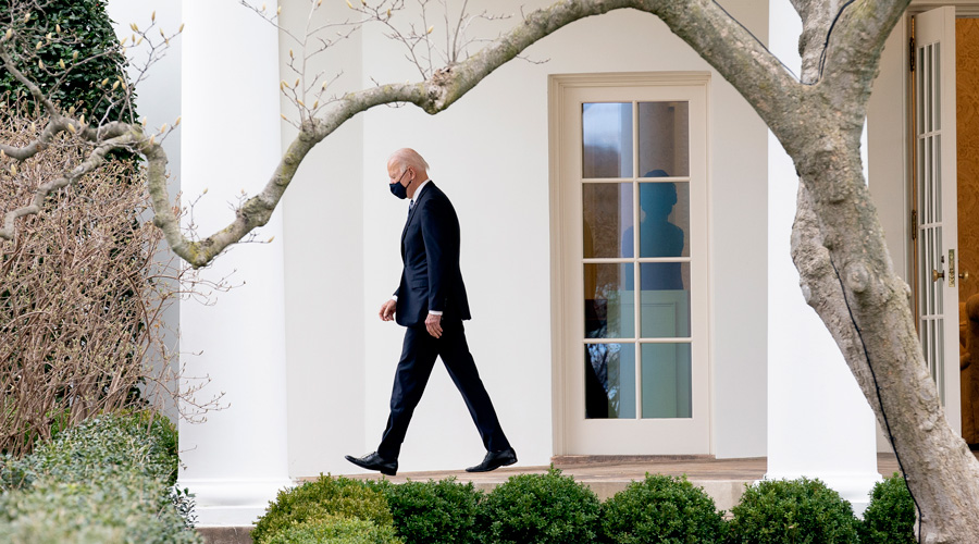 President Joe Biden departs the White House in Washington.