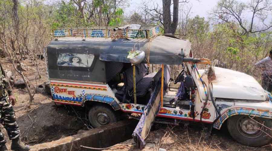 The damage commercial vehicle in Bokaro on Monday.