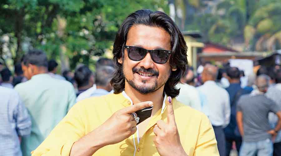 Actor Kopil Bora after casting his vote in Guwahati on Tuesday