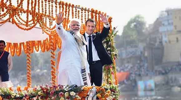 Narendra Modi with French President Emmanuel Macron in 2018