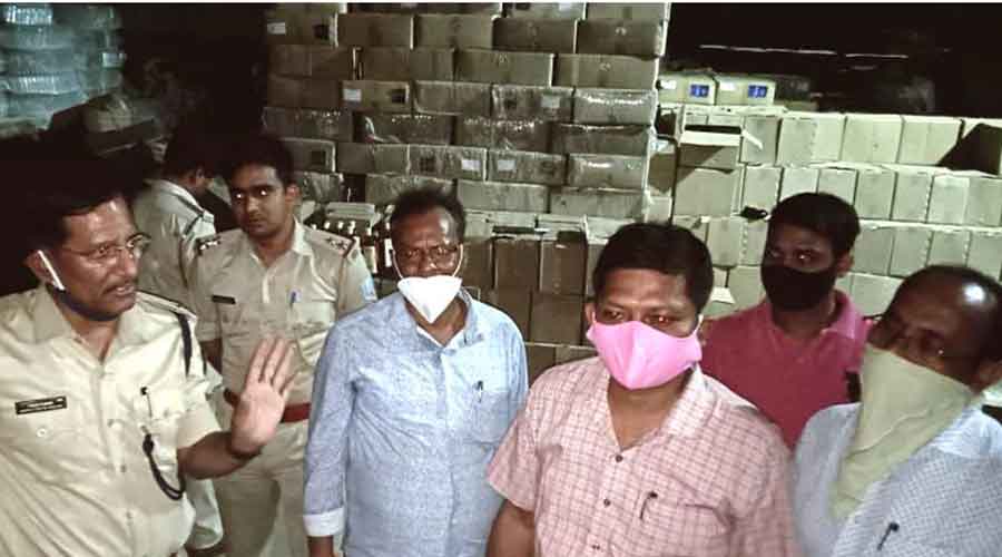 The raid being conducted by Bihar excise and police team with local administrative officials in Balidih Industrial Area