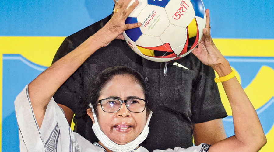 Mamata Banerjee at the Barasat rally on Tuesday evening.