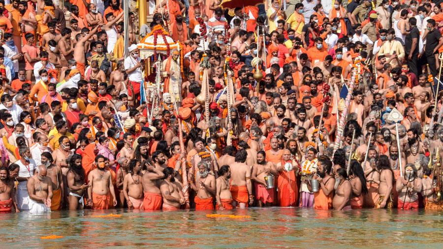 Uttarakhand chief minister Tirath Singh Rawat, however, made light of the situation on Thursday, saying his administration was following every protocol and boasting how efficient management had ensured a “peaceful” Ganga bath by 13.5 lakh people on Mesh Sankranti, Wednesday.