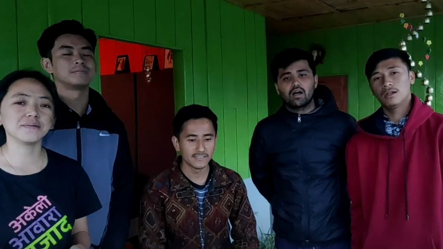 The Nepali song has been performed by Laaliguraas, meaning red rhododendrons, a socio-cultural organisation that has been at the spearhead against Fascism.