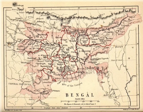 Map of Bengal from G.U. Pope’s A Textbook of Geographical Notes, Genealogical Tables, Examination Questions, published in 1880. Sylhet was made part of the newly created Assam Province in 1874