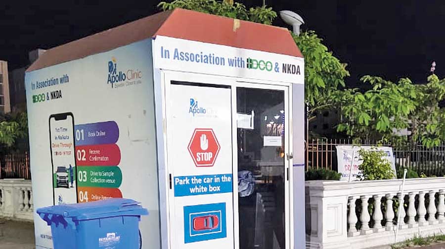 A drive-in Covid-19 testing centre in New Town