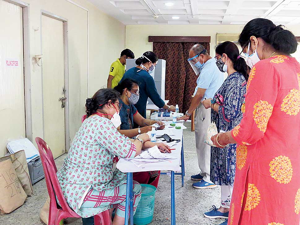 Power of pink: Women polling officers conduct elections at Administrative Training Institute in FC Block