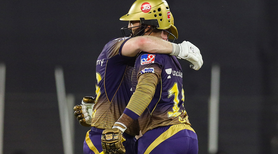 Kolkata Knight Riders win during match 21 of the Vivo Indian League 2021 between the Punjab Kings and the Kolkata Knight Riders held at the Narendra Modi Stadium in Ahmedabad.