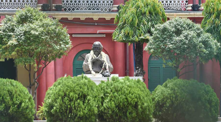 Jorasako Thakur Bari, the ancestral house of Rabindra Nath Tagore, looks deserted on his birth anniversary during the nationwide Covid-19 lockdown, in Kolkata, Friday, May 8, 2020.