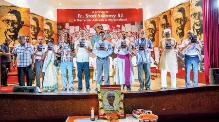  The event where Fr Stan Swamy’s memoirs were released in Ranchi on Tuesday