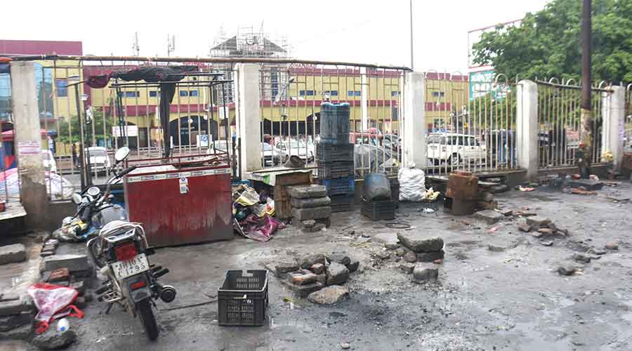 The vacant space after the eviction drive in front of Dhanbad Railway station on Wednesday.