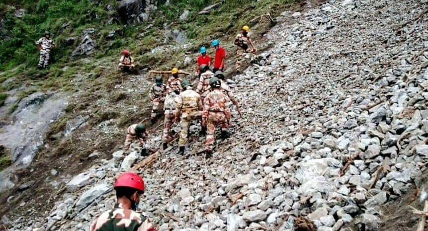 The rescue operation is being carried out jointly by the National Disaster Response Force (NDRF), Indo-Tibetan Border Police (ITBP) and members of local police and home guards.