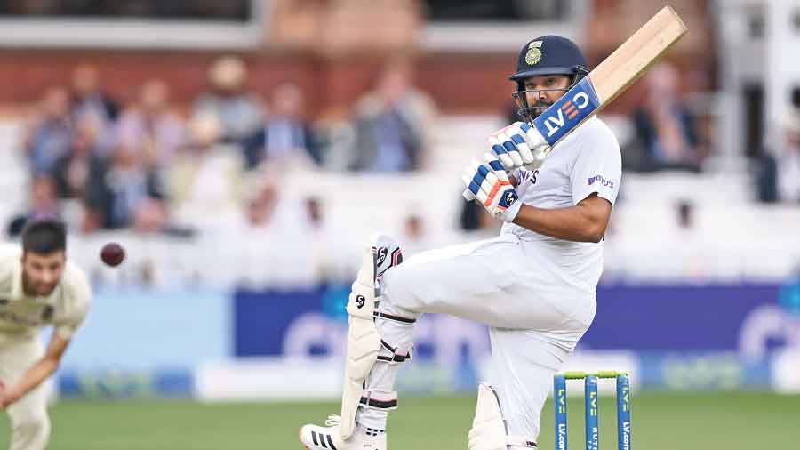 Rohit Sharma during his 145-ball 83, on Day I of the second Test against England at Lord’s on Thursday.