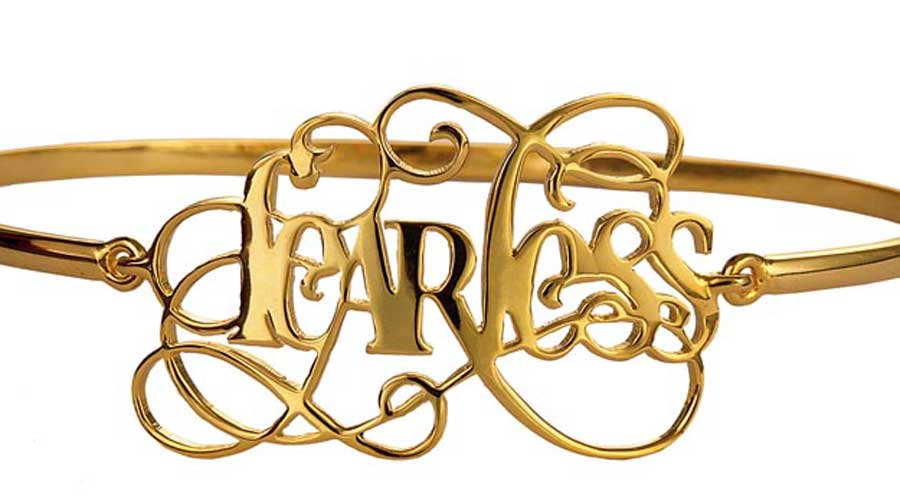 The Fearless bangle, in sterling silver with gold plating