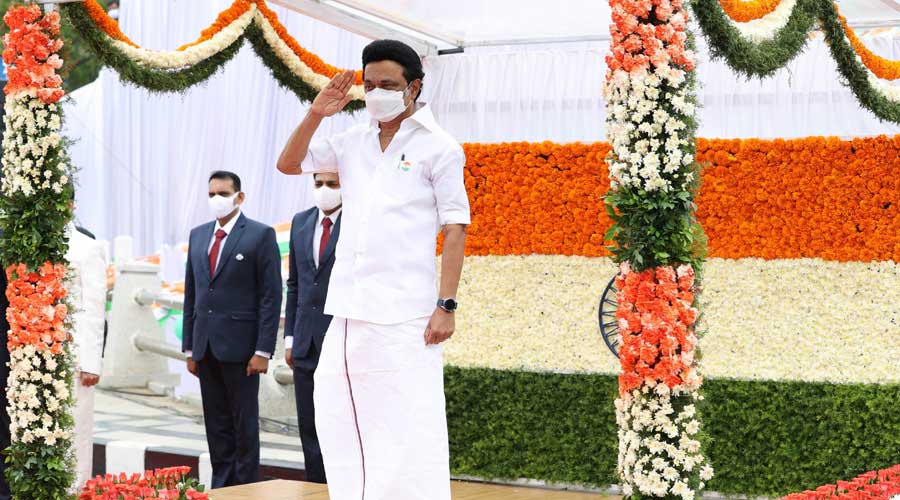 Tamil Nadu Chief Minister MK Stalin during the 75th Independence Day celebration, at the State Secretariat in Chennai