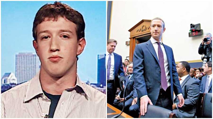 The growth of Mark Zuckerberg from 2004 (left) to 2021 has been phenomenal