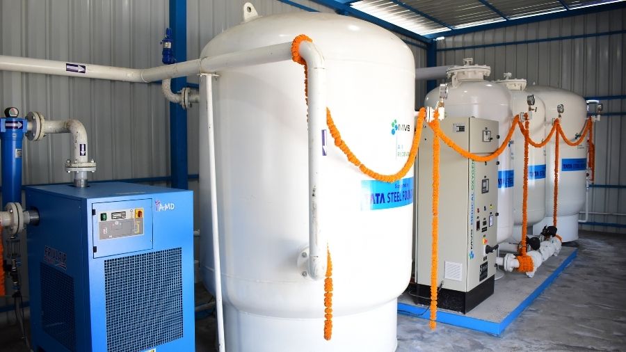 The newly commissioned Pressure Swing Adsorption (PSA) oxygen plant at Tata Central Hospital in West Bokaro on Tuesday. 