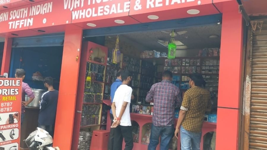 The wholesale mobile phone accessories shop at Sakchi where theft took place on Tuesday. 