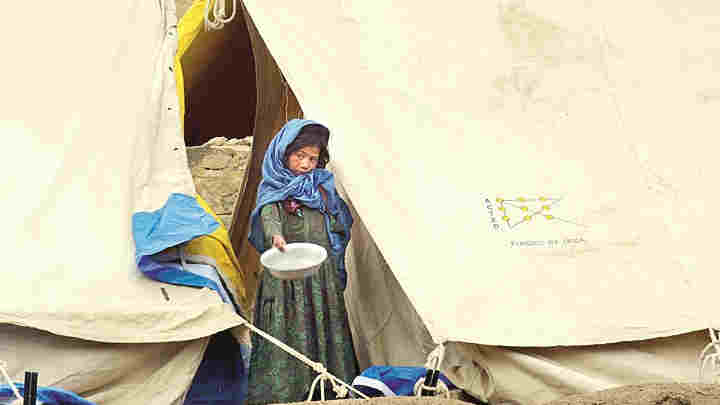 An Afghan girl at a refugee camp