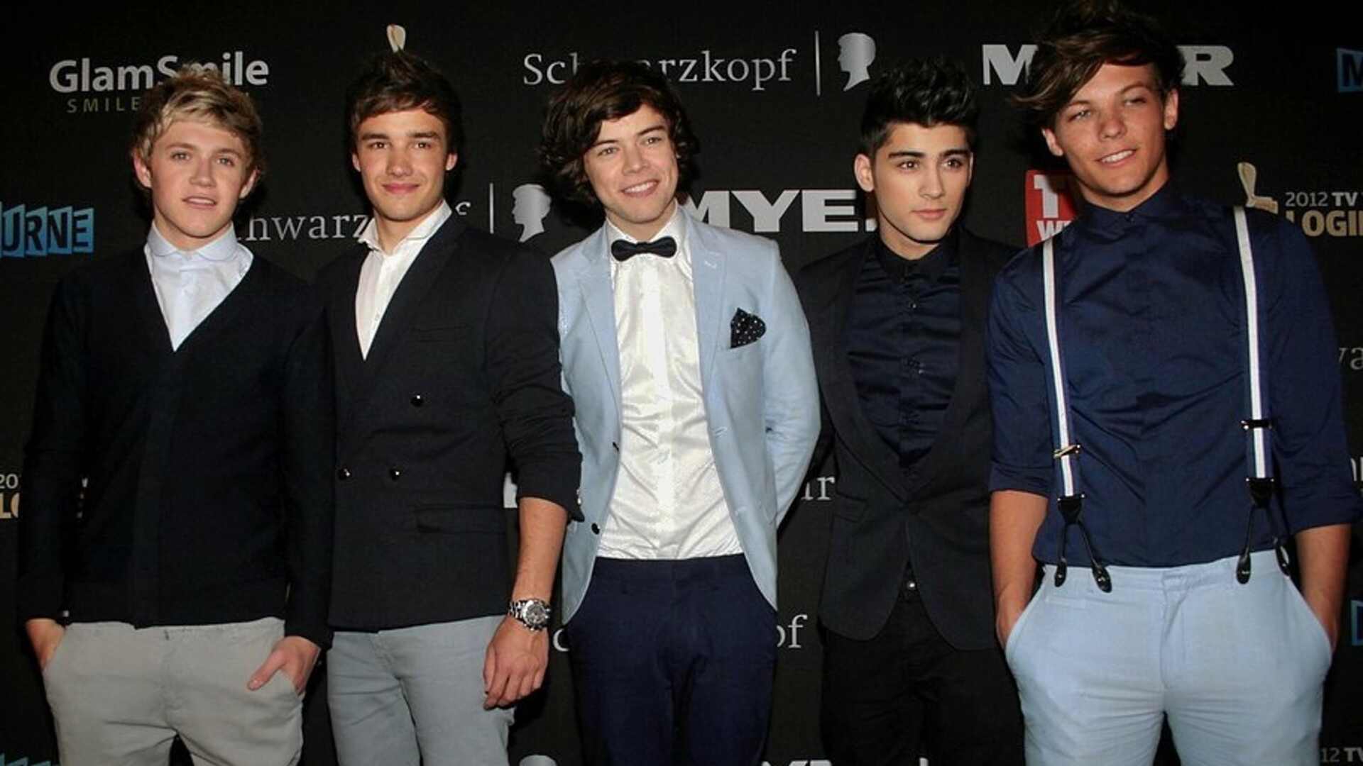 L to R : Niall Horan, Liam Payne, Harry Styles, Zayn Malik, Louis Tomlinson