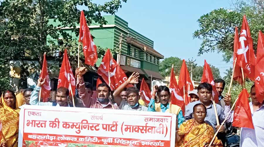 A CPM protest in Jamshedpur on Wednesday. 