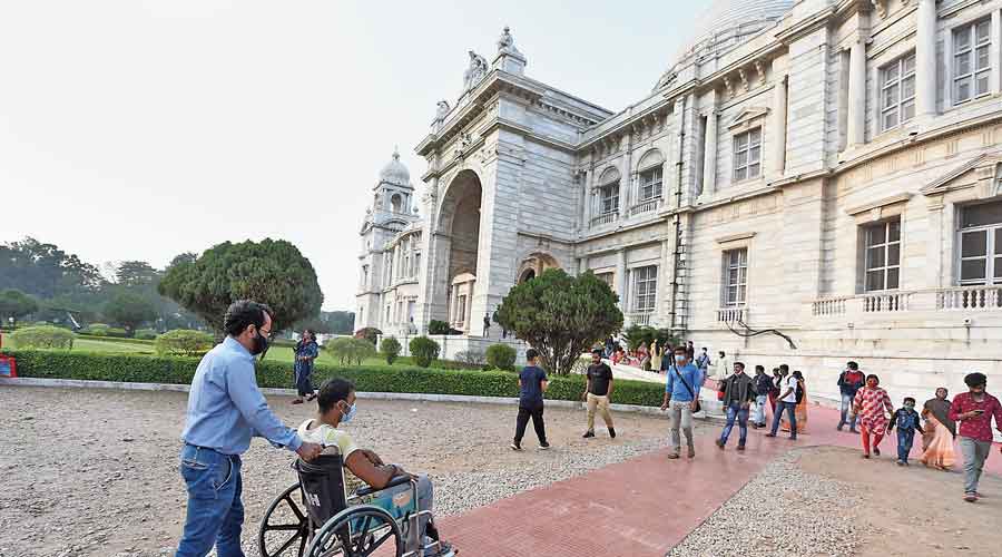 The new pathway for wheelchairs at Victoria Memorial on Thursday