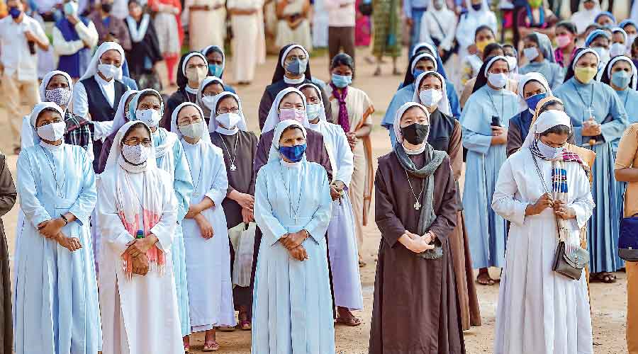 A silent protest at the St Francis Xavier Cathedral grounds  in Bangalore on Saturday against the anti-conversion bill proposed to be brought in the winter session of the Karnataka Assembly.