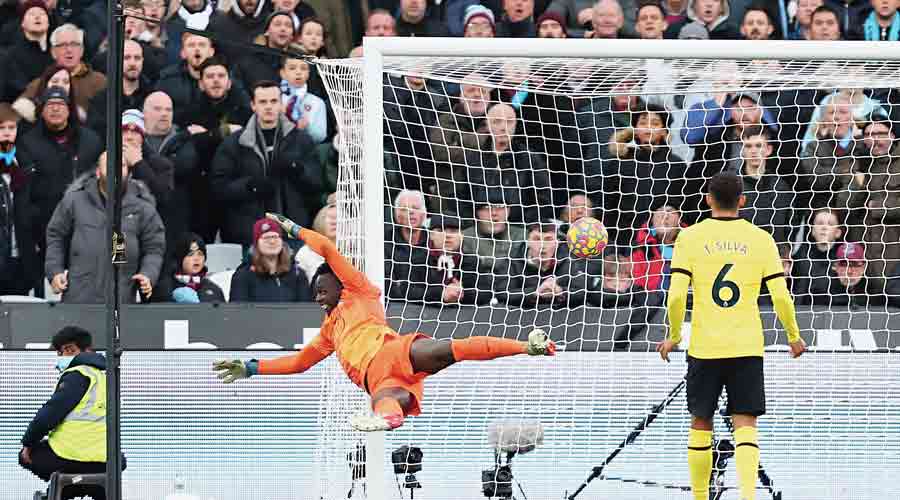 Goalkeeper Edouard Mendy fails to save a shot from Arthur Masuaku (not in picture), which leads to West Ham's winning goal on Saturday.