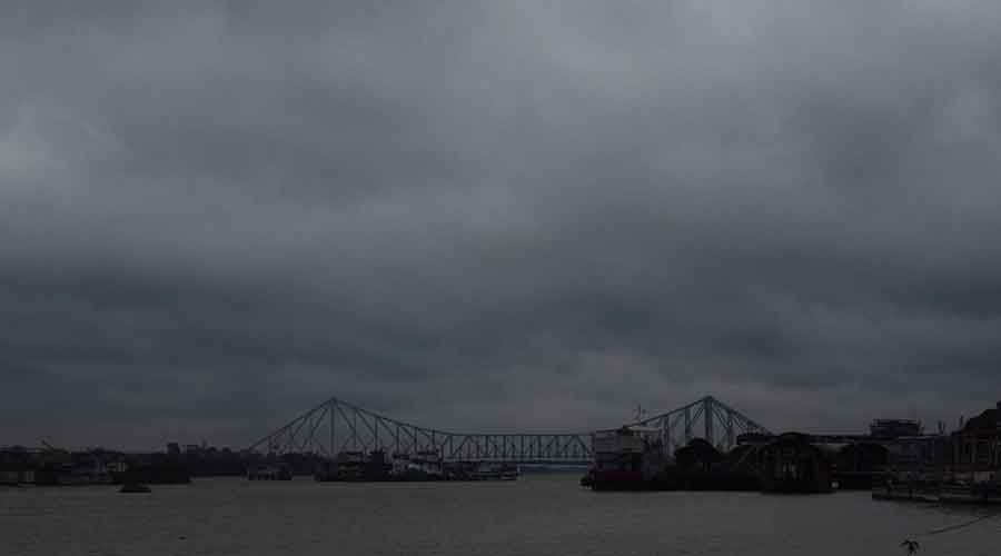 An overcast sky over the Hooghly on Monday. 