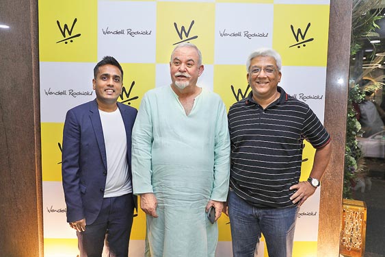(From left) Abhishek Agarwal, Wendell Rodricks’s partner Jerome Marrel and HRH Samarjitsinh Gaekwad at the late designer’s store launch in Mumbai