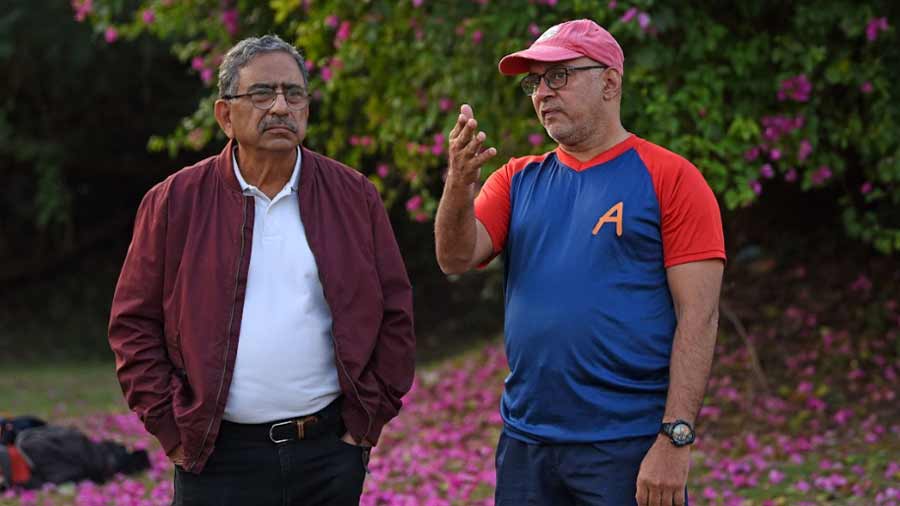 Lav Jhingan, president of the Bengal Rugby-Football Union (left), discussing strategy with Union secretary, Mokhtar Alam