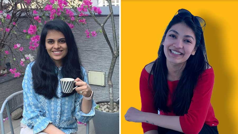 (Left) Aditi Somani Satnaliwala and (right) Vedika Tibrewal, both from Modern High School, started Country Bean and Scoopski respectively 