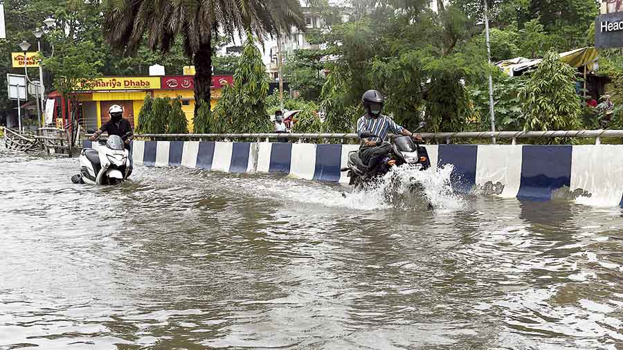 An inundated street at Chinar Park this monsoon