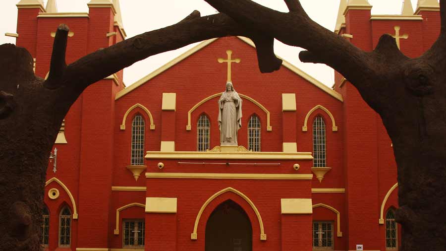 The façade of the Sacred Heart Church