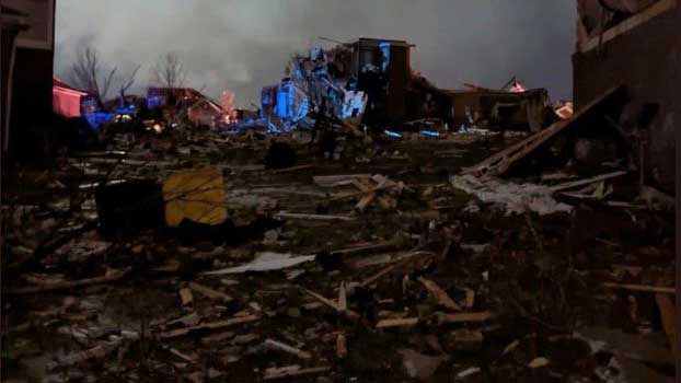 An entire housing block wiped out at Kentucky due to the tornado 